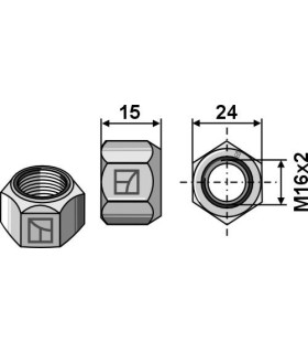 All-metal nut with squeezing device M16 - DIN980 galv. 10.9