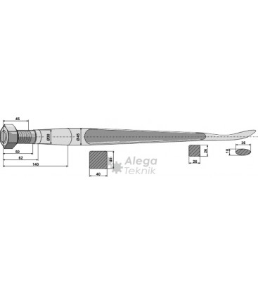 Spjut M30 1400 mm Kverneland