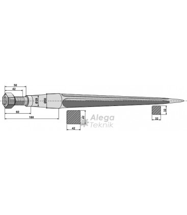 Spjut M28 820 mm nr 36 Kverneland