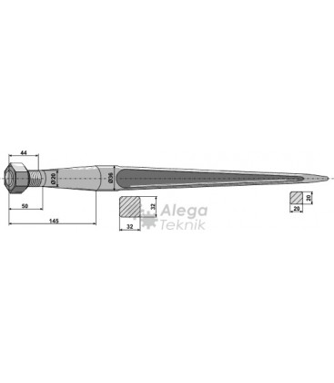 Spjut M20 900 mm Kverneland