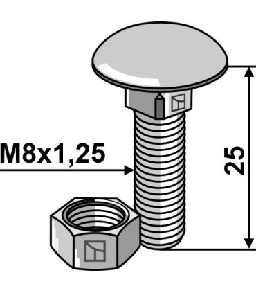 Bolt M8 galvanized with nut