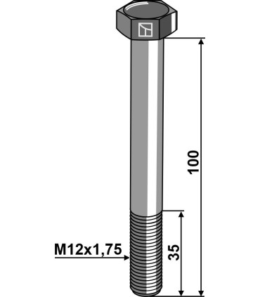 Hexagon bolt M12x1,75x100 without nut