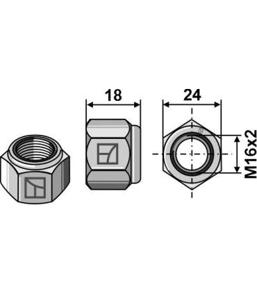 Self-locking nut - M16x2