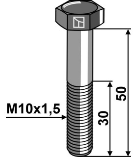 Hexagon bolt M10x1,5x50 without nut