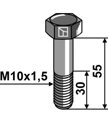 Hexagon bolt M10x1,5x55 without nut