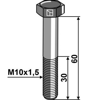 Hexagon bolt M10x1,5x60 without nut