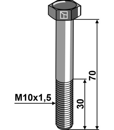 Hexagon bolt  M10x1,5x70 without nut