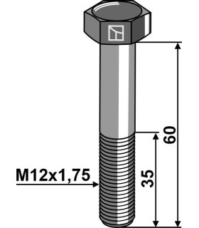 Hexagon bolt M12x1,75x60 without nut