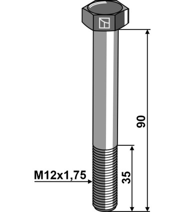 Hexagon bolt M12x1,75x90 without nut