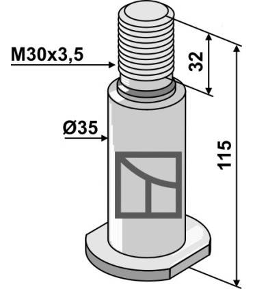 Shaft with thread M30x3,5