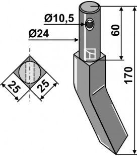 Rotary tine - right model
