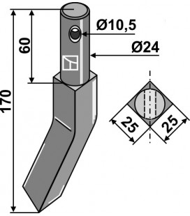 Rotary tine, left model