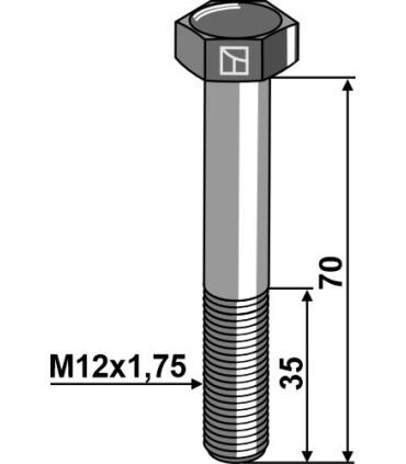 Machine screw M12 - DIN931 - 12.9