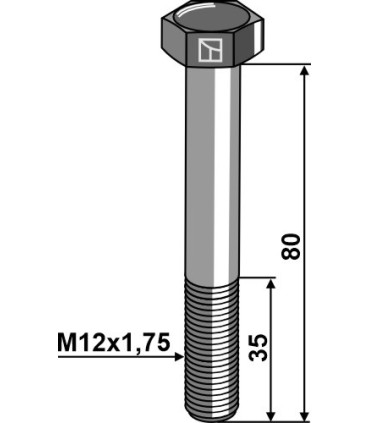 Machine screw M12 - DIN931 - 12.9