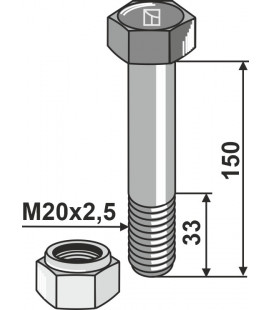 Bolt with self-locking nut - M20x2,5