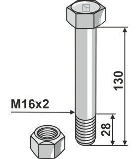 Bolt with self-locking nut - M16 x 2