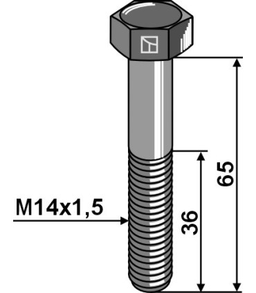 Hexagon bolt with metric fine thread - M14x1,5x65 - 12.9