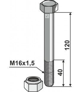 Bolt with self-locking nut - M16x1,5