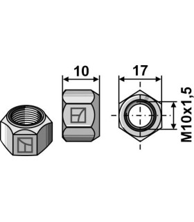 All-metal nut with squeezing device M10 - DIN980 galv. 10.9