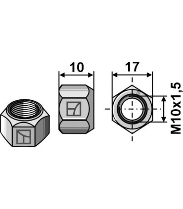 All-metal nut with squeezing device M10 - DIN980 galv. 10.9