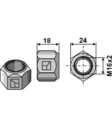 All-metal nut with squeezing device M16 - DIN980 galv. 10.9