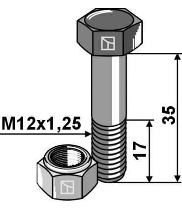 Hexagon bolt M12x1,25x35 with self-locking nut