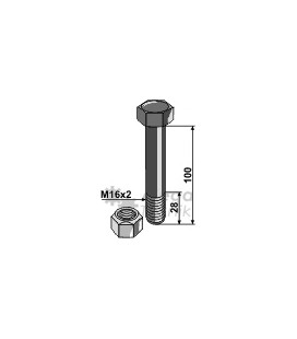 Bult med låsmutter M16x2-10.9 27mm skalle Twose Vogel u. Noot