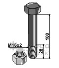 Bult med låsmutter M16x2-10.9 27mm skalle Twose Vogel u. Noot