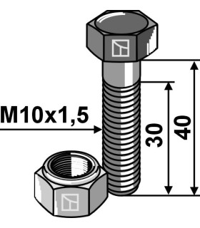 Hexagon bolt M10x1,5x40 with self-locking nut