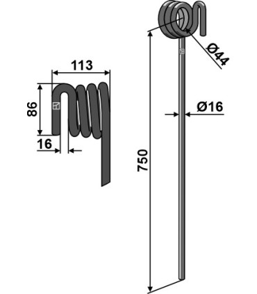Following tine, right model