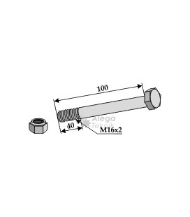 Bult med låsmutter M16x2-10.9 Maletti Kverneland M.E.A.A.T. Ferri