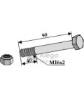 Bult med låsmutter - M16 x 2 - 10.9