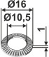 Blocking washer Ø16x1xØ10,5