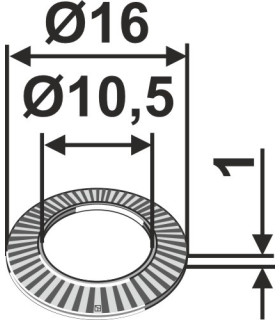 Blocking washer Ø16x1xØ10,5
