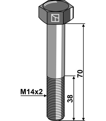 Hexagon bolt M14x2x70 without nut