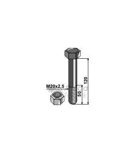 Bult med låsmutter M20x2,5-10.9 Berti Agromec Mulag