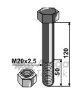 Bult med låsmutter M20x2,5-10.9 Berti Agromec Mulag