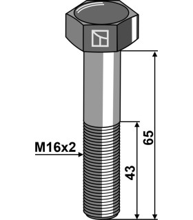 Hexagon bolt M16x2x65 without nut