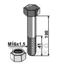 Bult med låsmutter M16x1,5-10.9 Orsi