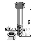 Bult med låsmutter M16x1,5-10.9 Orsi