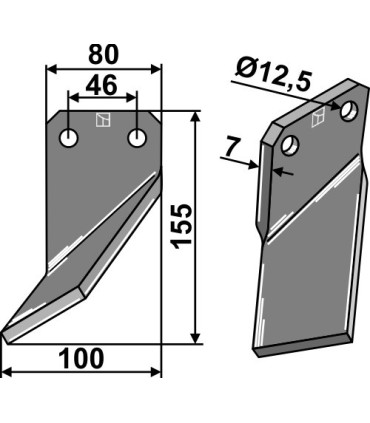Rotary tine, left model
