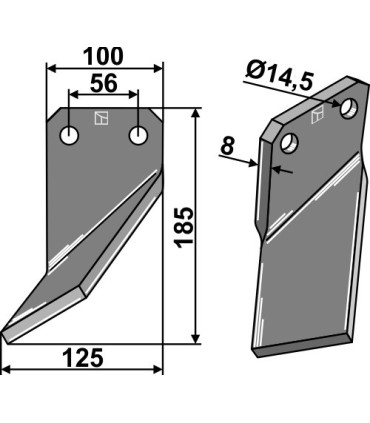 Rotary tine, left model