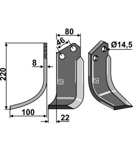 Fräskniv 220x80mm vä Breviglieri