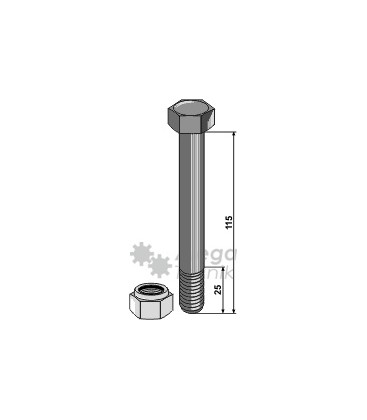 Bult med låsmutter M16x1,5-8.8 Noremat Nicolas S.M.A. Mulag Rousseau
