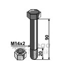 Bult med låsmutter M14x2-12.9 Noremat Falc Quivogne Gilbers Herder Turner Votex Agromec Agrimaster