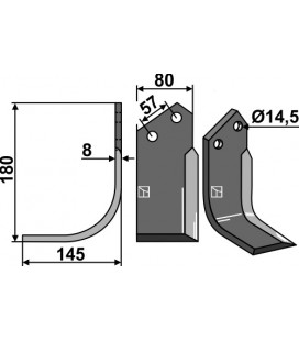 Fräskniv 180x80mm vä Breviglieri