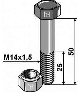 Bult M14x1, 5x50 med låsmutter Breviglieri