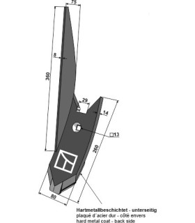 Lateral cultivator point - left