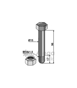 Bult med låsmutter M14x1,5 10.9 96mm