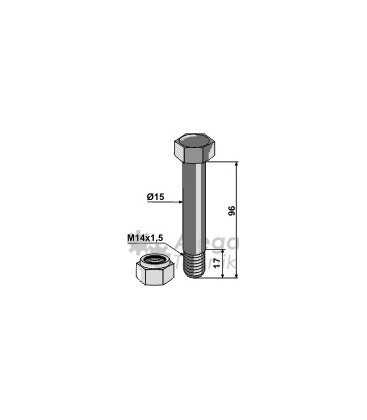 Bult med låsmutter M14x1,5 10.9 96mm